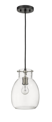 Bella 1 Light 8" Pendant, Cord Mount in Matte Black + Brushed Nickel
