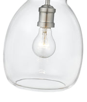 Bella 1 Light 8" Pendant, Rod Mount in Matte Black + Brushed Nickel
