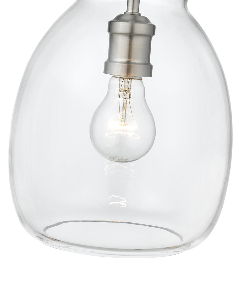 Bella 1 Light 8" Pendant, Rod Mount in Matte Black + Brushed Nickel