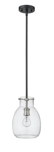Bella 1 Light 8" Pendant, Rod Mount in Matte Black + Brushed Nickel