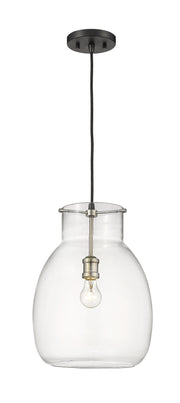 Bella 1 Light 12" Pendant, Matte Black + Brushed Nickel, 16.5" Tall in Matte Black + Brushed Nickel