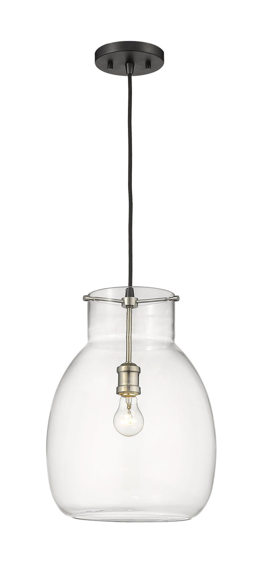 Bella 1 Light 12" Pendant, Matte Black + Brushed Nickel, 16.5" Tall in Matte Black + Brushed Nickel
