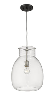 Bella 1 Light 12" Pendant, Matte Black + Brushed Nickel, 16.5" Tall in Matte Black + Brushed Nickel