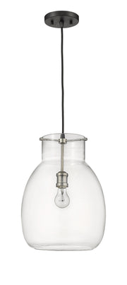 Bella 1 Light 12" Pendant, Matte Black + Brushed Nickel, 16.5" Tall in Matte Black + Brushed Nickel