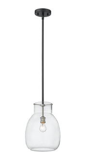 Bella 1 Light 12" Pendant, Matte Black + Brushed Nickel, 16" Tall in Matte Black + Brushed Nickel