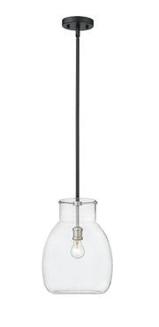 Bella 1 Light 12" Pendant, Matte Black + Brushed Nickel, 16" Tall in Matte Black + Brushed Nickel