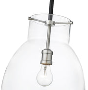 Bella 1 Light 12" Pendant, Matte Black + Brushed Nickel, 16" Tall in Matte Black + Brushed Nickel