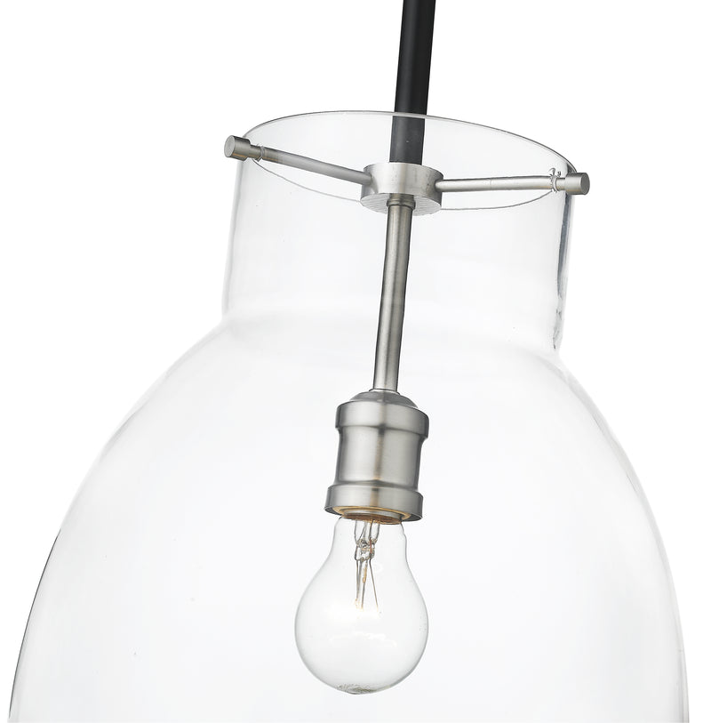 Bella 1 Light 12" Pendant, Matte Black + Brushed Nickel, 16" Tall in Matte Black + Brushed Nickel