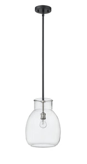 Bella 1 Light 12" Pendant, Matte Black + Brushed Nickel, 16" Tall in Matte Black + Brushed Nickel