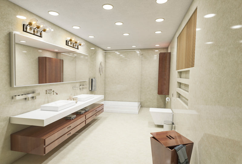 Parsons 3 Light 24" Vanity in Matte Black + Brushed Nickel in a room setting