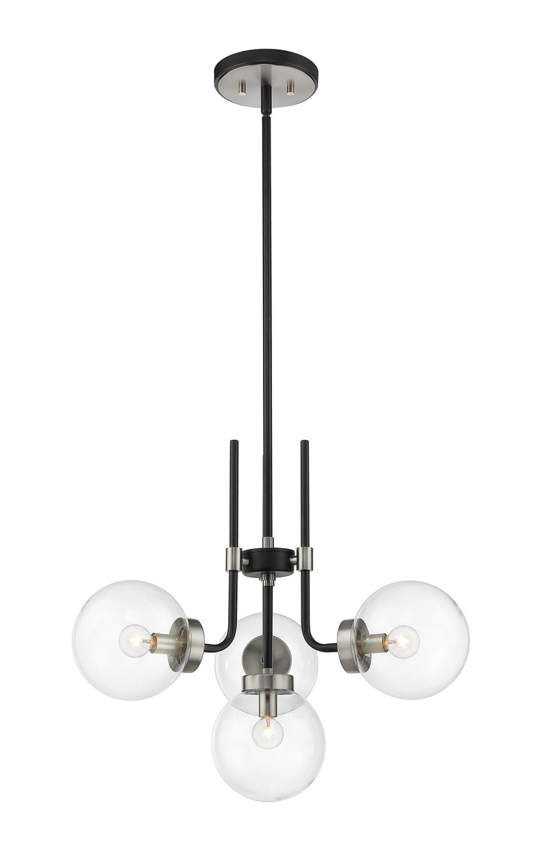 Parsons 4 Light 22" Chandelier in Matte Black + Brushed Nickel