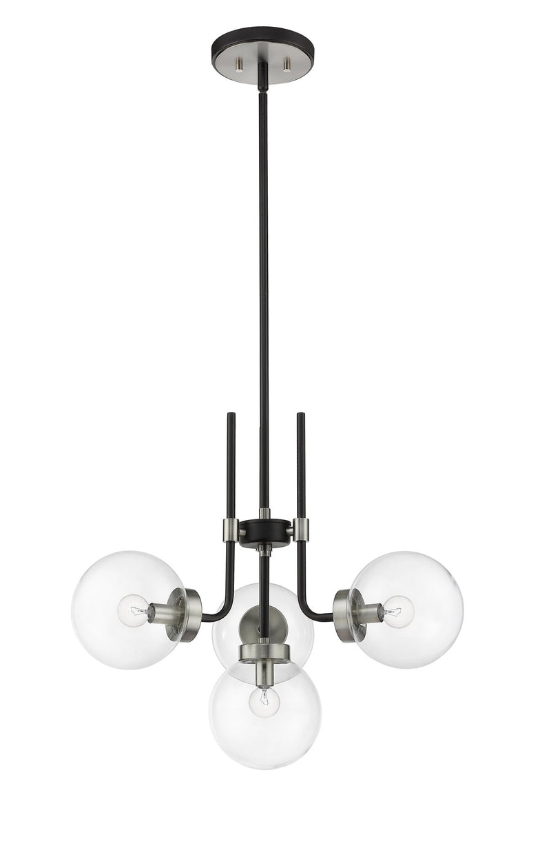 Parsons 4 Light 22" Chandelier in Matte Black + Brushed Nickel