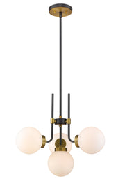 Parsons 4 Light 22" Chandelier in Matte Black + Olde Brass