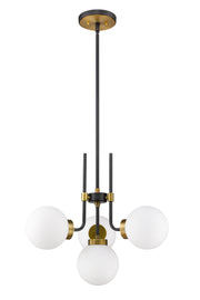 Parsons 4 Light 22" Chandelier in Matte Black + Olde Brass