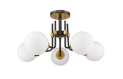 Parsons 5 Light 27" Semi Flush Mount in Matte Black + Olde Brass