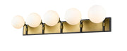 Parsons 5 Light 42.25" Vanity in Matte Black + Olde Brass