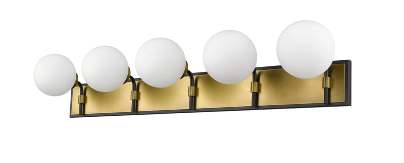 Parsons 5 Light 42.25" Vanity in Matte Black + Olde Brass