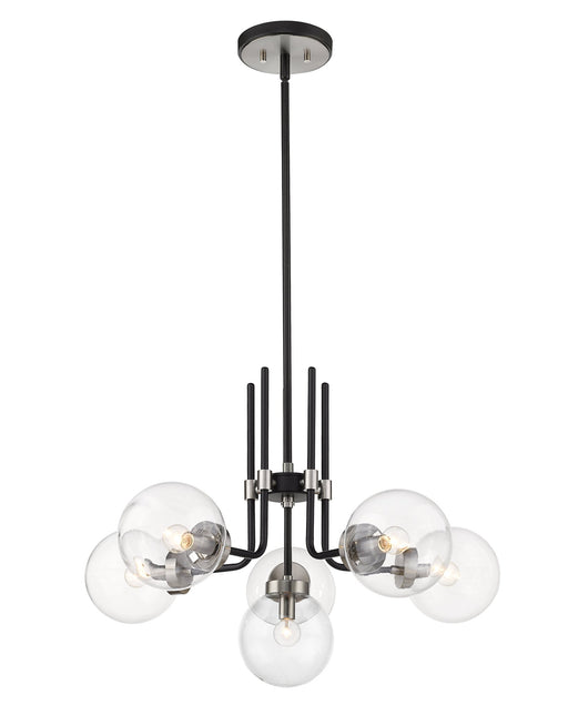 Parsons 6 Light 27" Chandelier in Matte Black + Brushed Nickel
