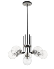 Parsons 6 Light 27" Chandelier in Matte Black + Brushed Nickel
