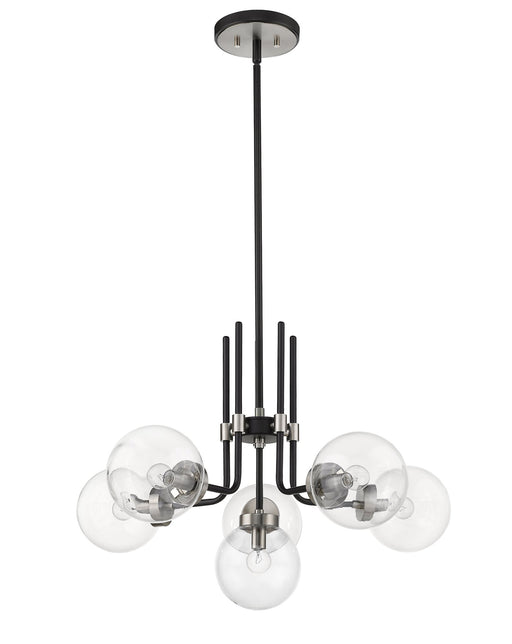 Parsons 6 Light 27" Chandelier in Matte Black + Brushed Nickel