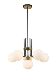Parsons 6 Light 27" Chandelier in Matte Black + Olde Brass