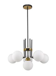 Parsons 6 Light 27" Chandelier in Matte Black + Olde Brass