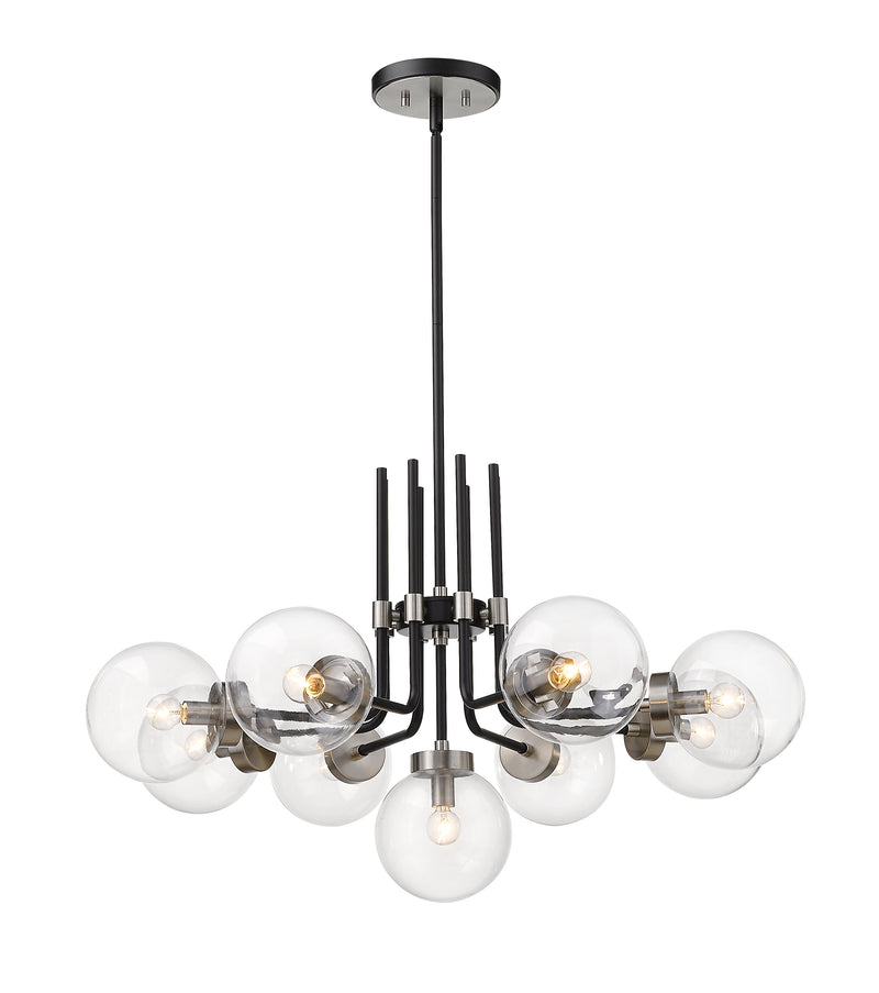 Parsons 9 Light 32" Chandelier in Matte Black + Brushed Nickel