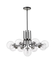 Parsons 9 Light 32" Chandelier in Matte Black + Brushed Nickel