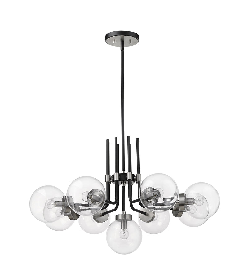 Parsons 9 Light 32" Chandelier in Matte Black + Brushed Nickel