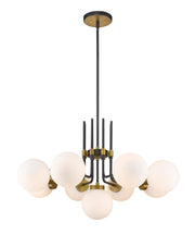 Parsons 9 Light 32" Chandelier in Matte Black + Olde Brass