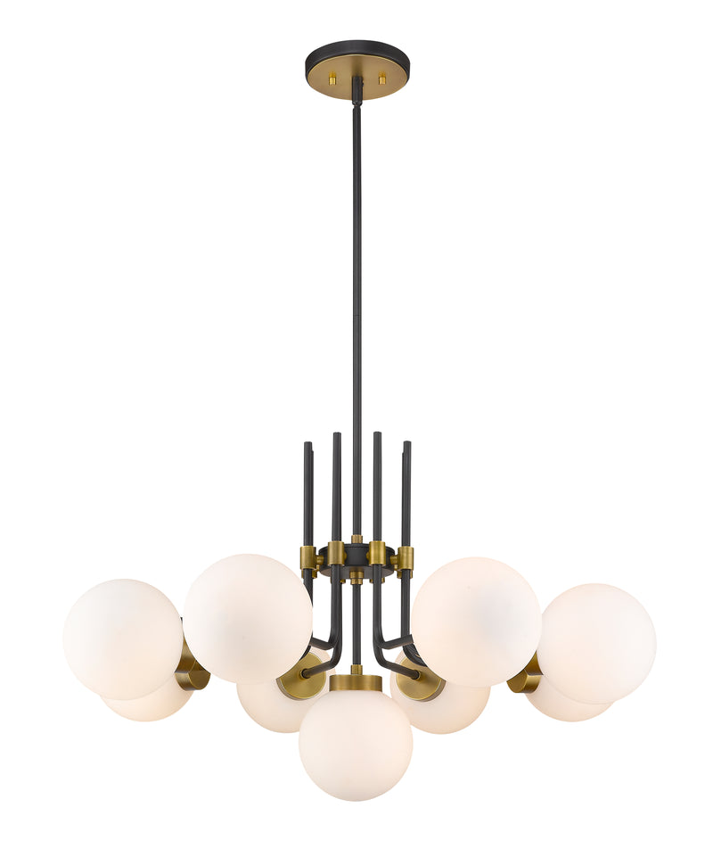 Parsons 9 Light 32" Chandelier in Matte Black + Olde Brass