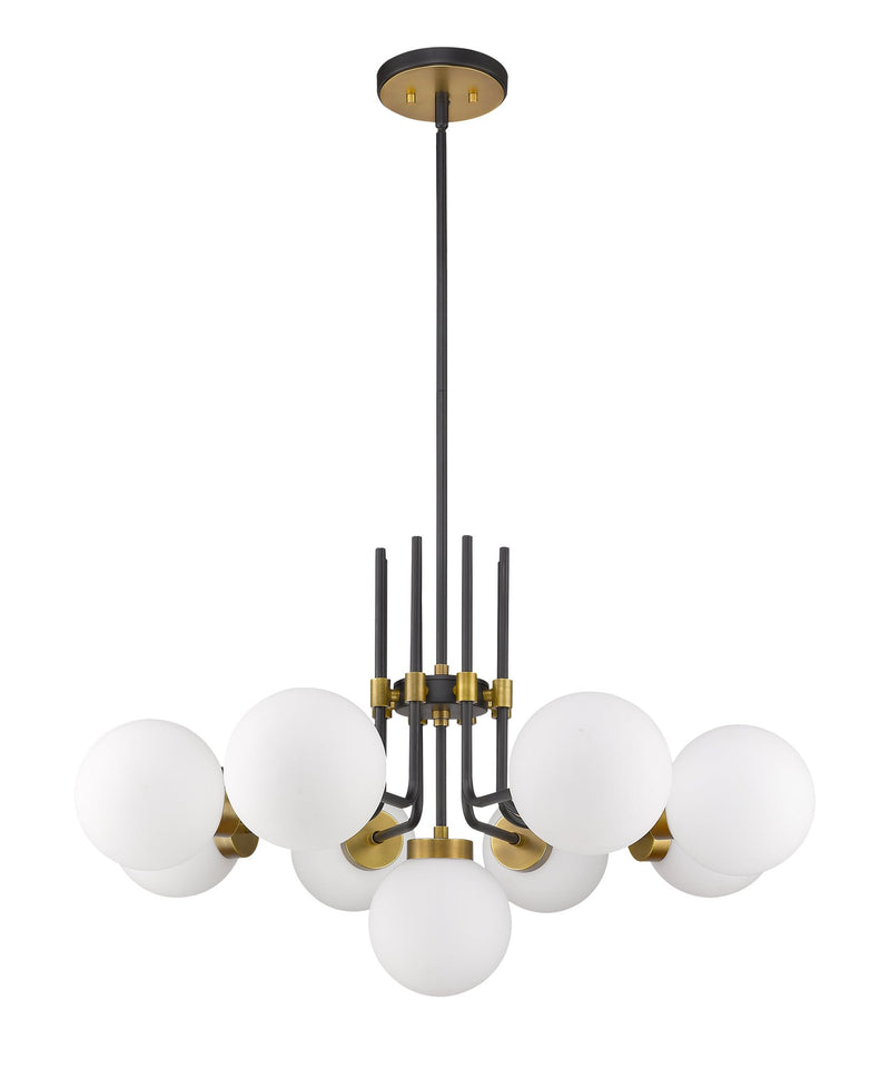 Parsons 9 Light 32" Chandelier in Matte Black + Olde Brass