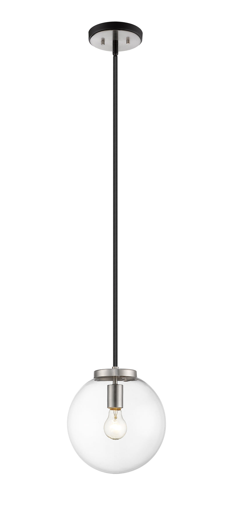 Parsons 1 Light 10" Pendant in Matte Black + Brushed Nickel