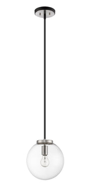 Parsons 1 Light 10" Pendant in Matte Black + Brushed Nickel