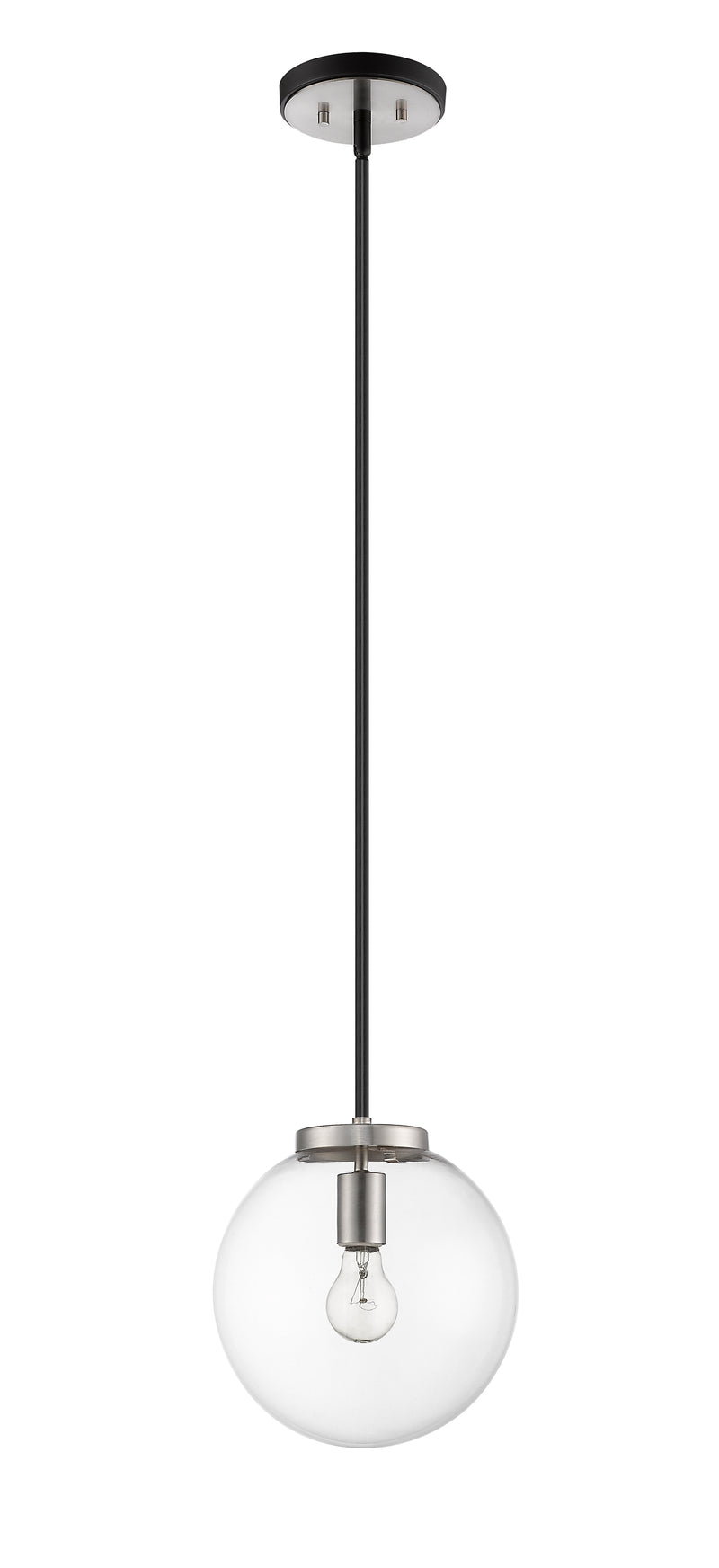 Parsons 1 Light 10" Pendant in Matte Black + Brushed Nickel