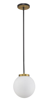 Parsons 1 Light 10" Pendant in Matte Black + Olde Brass