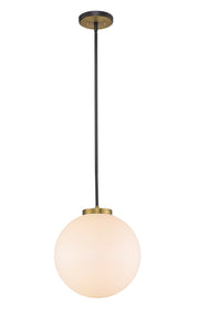 Parsons 1 Light 13.75" Pendant in Matte Black + Olde Brass