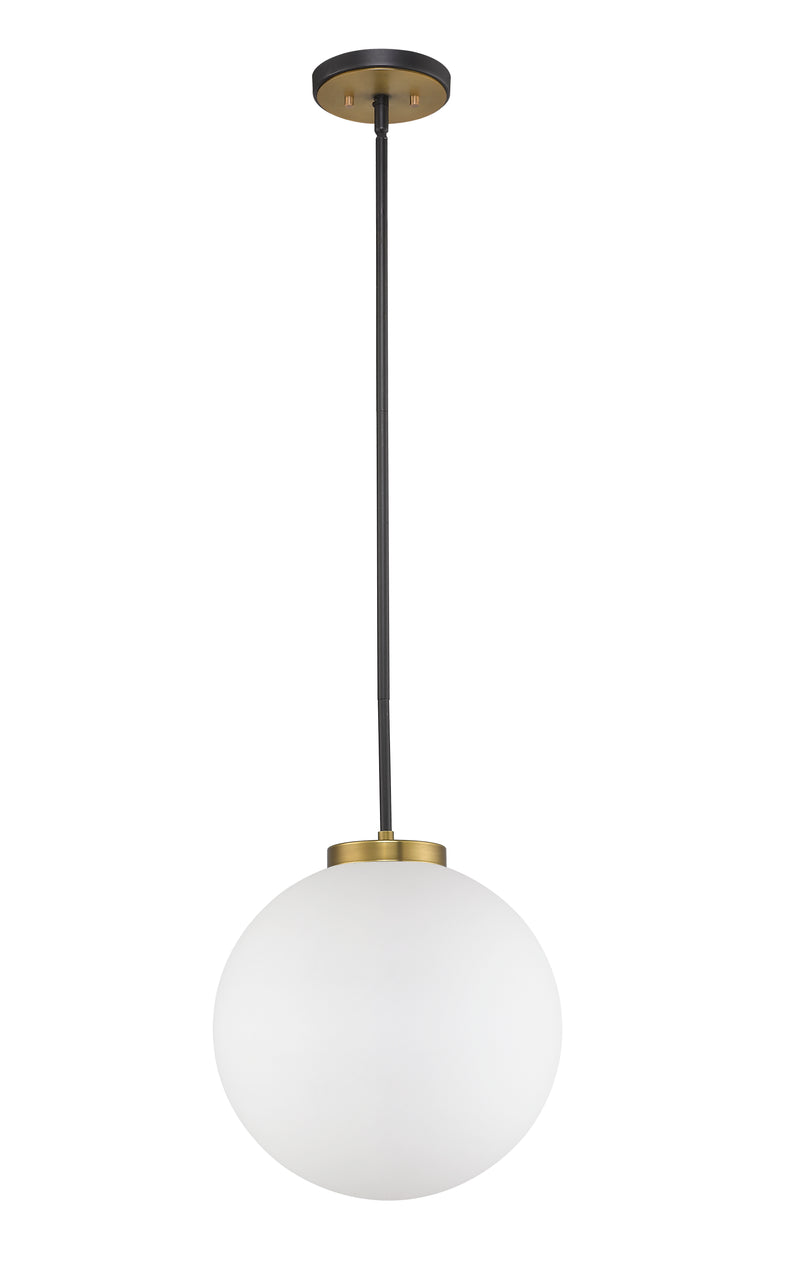 Parsons 1 Light 13.75" Pendant in Matte Black + Olde Brass