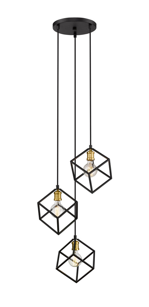 Vertical 3 Light 18" Pendant in Bronze + Olde Brass