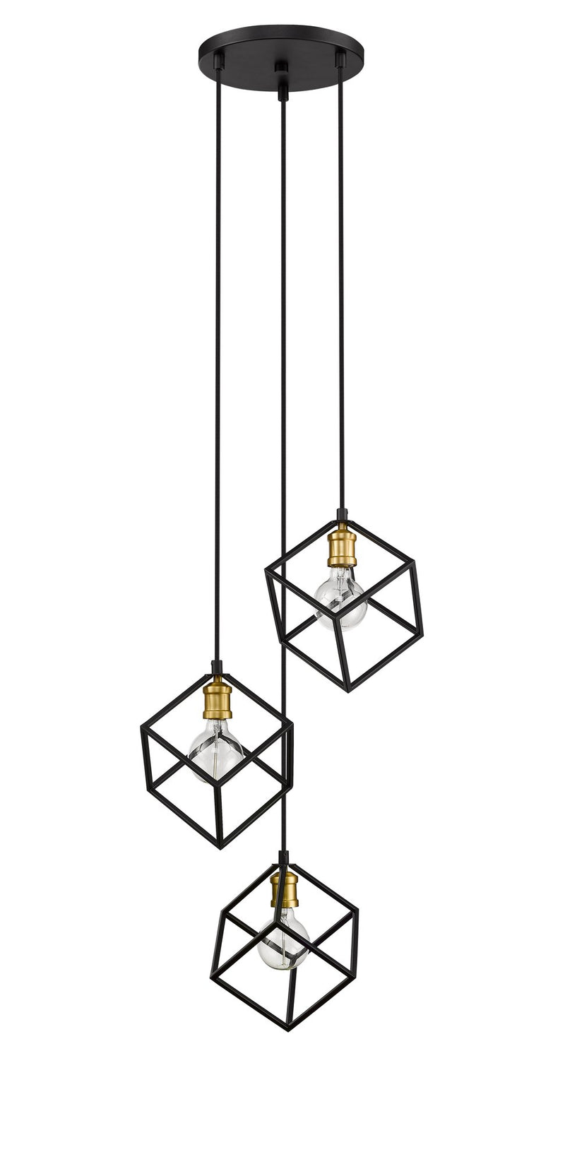 Vertical 3 Light 18" Pendant in Bronze + Olde Brass