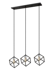 Vertical 3 Light 34" Linear Pendant in Matte Black + Brushed Nickel