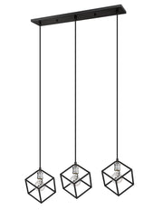 Vertical 3 Light 34" Linear Pendant in Matte Black + Brushed Nickel