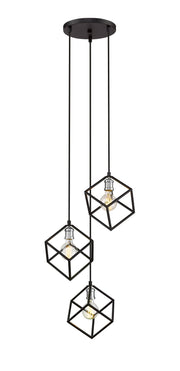 Vertical 3 Light 18" Pendant in Matte Black + Brushed Nickel