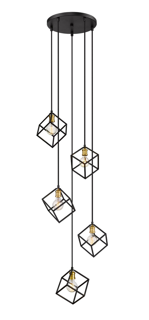 Vertical 5 Light 20.5" Pendant in Bronze + Olde Brass