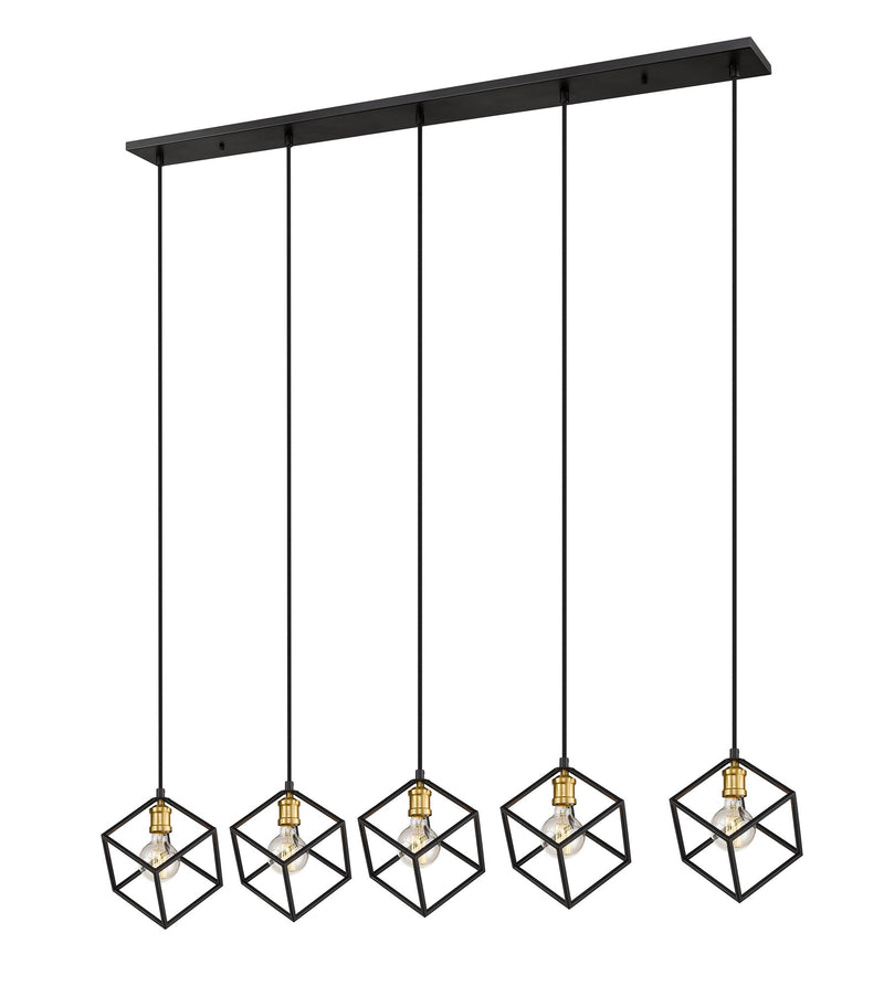 Vertical 5 Light 54" Linear Pendant in Bronze + Olde Brass