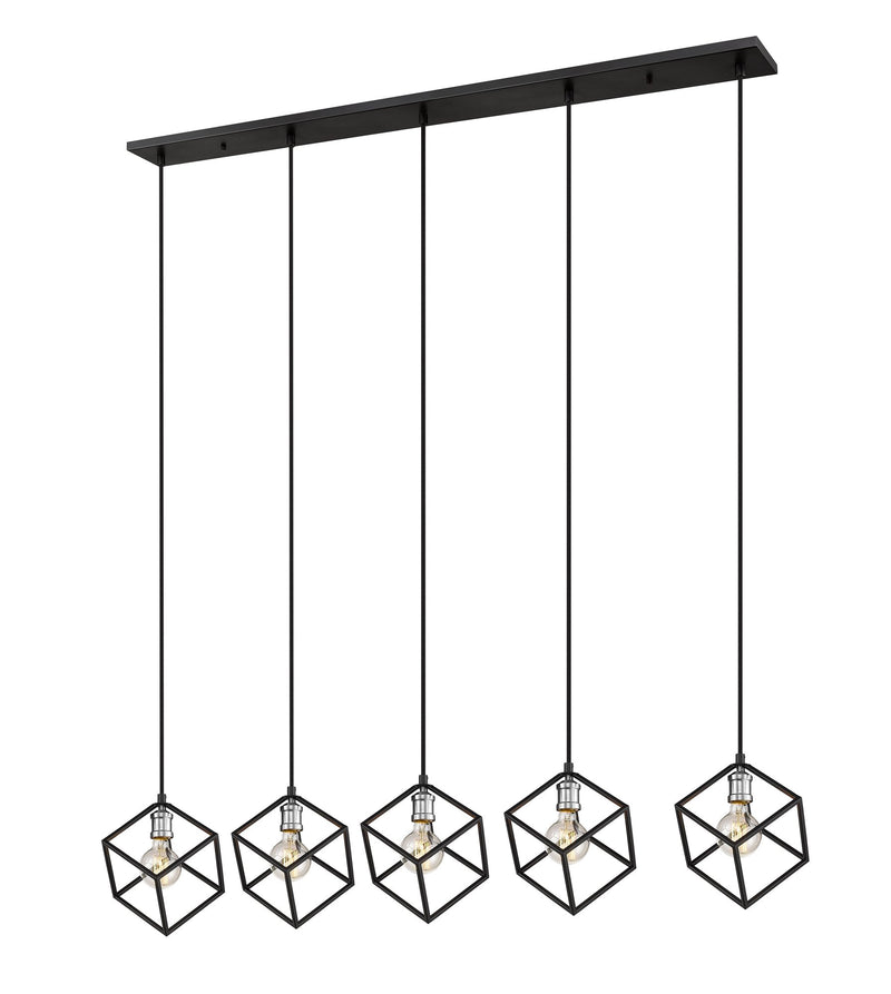 Vertical 5 Light 54" Linear Pendant in Matte Black + Brushed Nickel