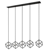 Vertical 5 Light 54" Linear Pendant in Matte Black + Brushed Nickel