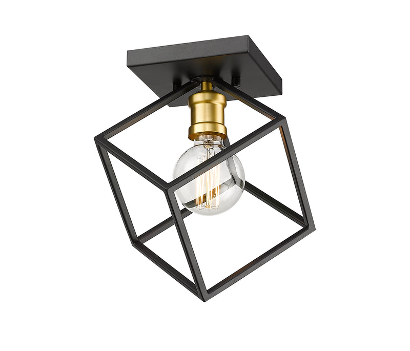 Vertical 1 Light 10" Flush Mount in Bronze + Olde Brass