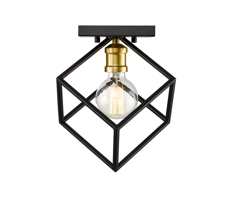 Vertical 1 Light 10" Flush Mount in Bronze + Olde Brass