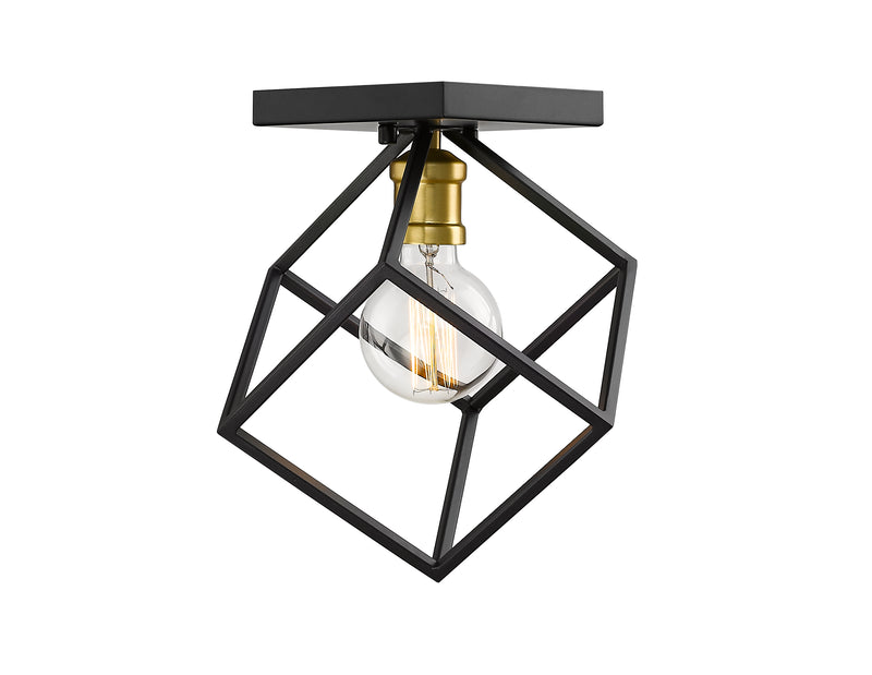 Vertical 1 Light 10" Flush Mount in Bronze + Olde Brass